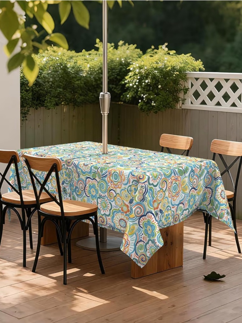 Outdoor Tablecloth With Umbrella Hole And Zipper